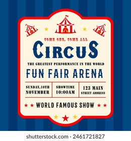 Anuncio de invitación del espectáculo del carnaval del circo, circo, feria divertida