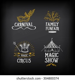 Circus and carnival vintage design, label elements. 