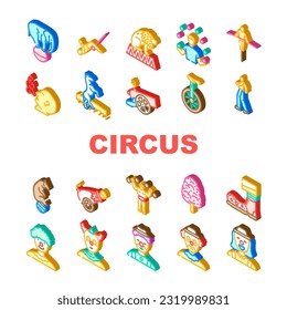 circus carnival vintage show icons set vector. retro tent, poster red, fair frame, old party, theater entertainment, label art circus carnival vintage show isometric sign illustrations