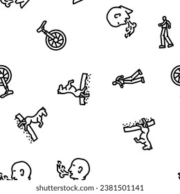 circus carnival vintage show vector seamless pattern thin line illustration