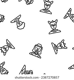 Zirkus-Karneval-Vintage zeigt Vektorgrafik nahtlose Muster dünne Linie Illustration
