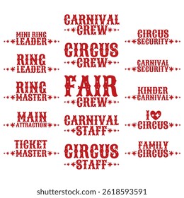 Circus and Carnival Vintage Style Text Graphics