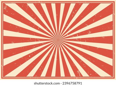 Circus carnival vintage sunlight rays or sunbeam burst retro background, vector layout. Funfair carnival or circus poster with sunbeam burst and sunlight rays or pinwheel stripes pattern background