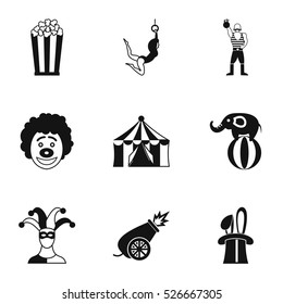 Circus chapiteau icons set. Simple illustration of 9 circus chapiteau vector icons for web