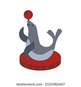 Circus Character Vector Illustration - Dolphin Attraction