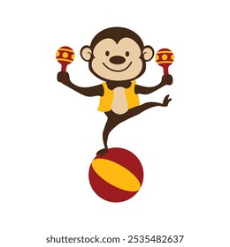 Circus Character Vector Illustration - Monkey Attraction