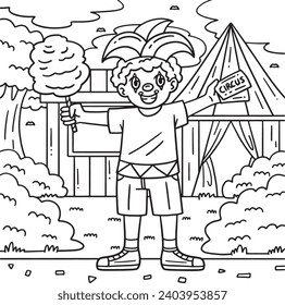 Circus Child in Clown Makeup Coloring Page 