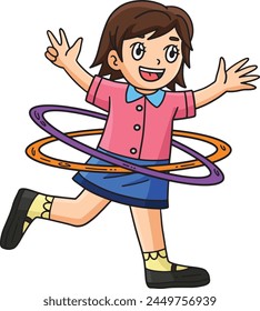 Circus Child and Hula Hoop Cartoon Colored Clipart