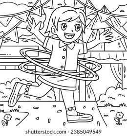 Circus Child and Hula Hoop Coloring Page for Kids