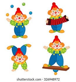 circus clown in action - vector illustration, eps