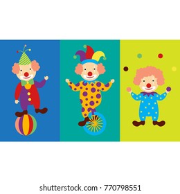 Circus Clown Artist In Classic Outfit With Red Nose