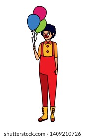 circus clown with balloons helium comic character
