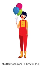 circus clown with balloons helium comic character