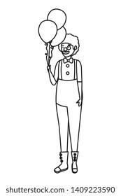 circus clown with balloons helium comic character