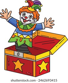 Circus Clown In A Box Cartoon Clipart Illustration