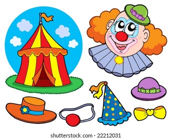 Circus clown collection - vector illustration.
