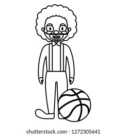 circus clown funny character with basket balloon