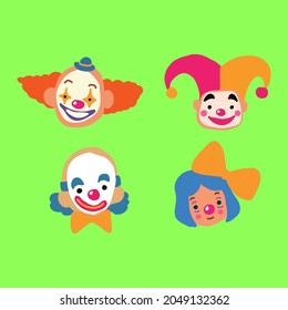 circus clown head character vector	