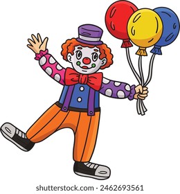 Circus Clown Holding a Balloon Cartoon Clipart