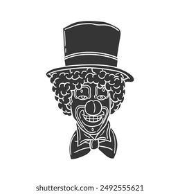 Circus Clown Icon Silhouette Illustration. Joker Vector Graphic Pictogram Symbol Clip Art. Doodle Sketch Black Sign.