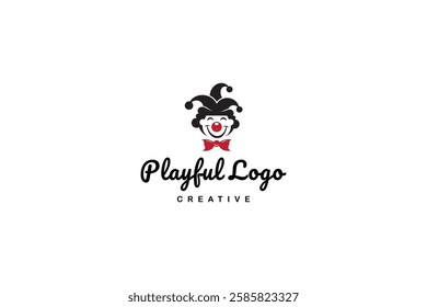 circus clown logo in flat design style