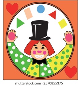 circus, clown, magician, entertainment, colorful, circle, square, triangle, vector, illustration, abstraction, children's, cartoon, fantasy.eps