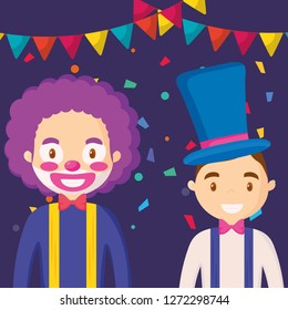 circus clown and magician funny characters