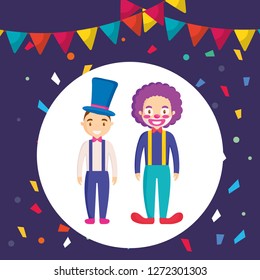 circus clown and magician funny characters
