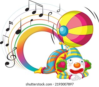 Circus clown with music key banner illustration