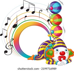 Circus clown with music key banner illustration