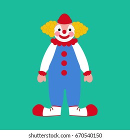 Circus clown on the green background. Vector illustration