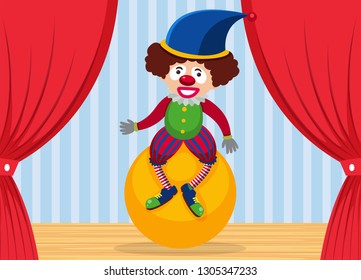 Circus clown on stage illustration