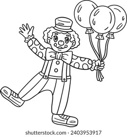 Circus Clown Selling Balloons Isolated Coloring 