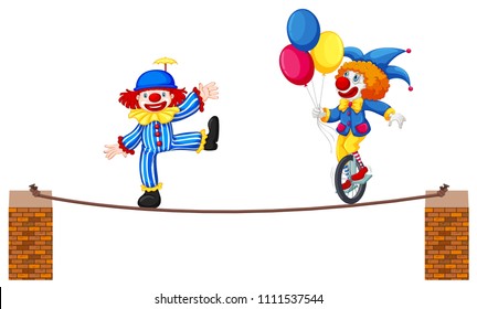 A Circus Clown Show on White Background illustration