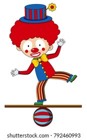 payaso circo parado en la ilustración de la bola