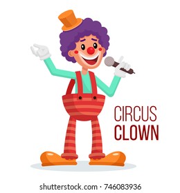 Circus Clown Vector. Performance For Hilarious Laughing People. Isolated On White Cartoon Character Illustration