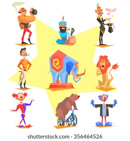 Circus collection with carnival, fun fair, vector icons illustration