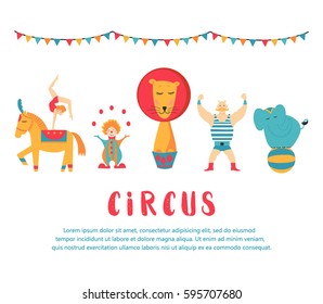 Circus collection with carnival, fun fair, vector icons and background and illustration Colored icons collection.