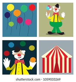 Circus collection with four cards