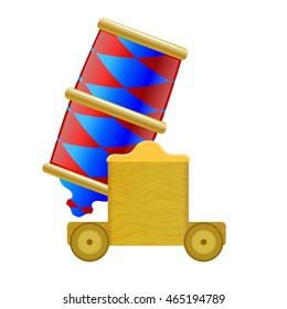 Circus colored vector cartoon cannon on a white background. Stock vector illustration