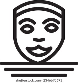 Icono de esquema de máscara de comedia de circo