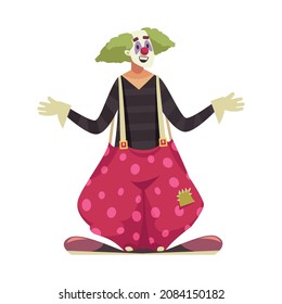 Circus composition with isolated male character of clown in mask wearing funny suit vector illustration