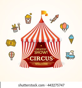 Circus Concept Can be Used for Invitation, Card, Poster or Flyer. Vector illustration