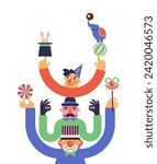 Circus concept illustration in retro colors. Modern poster and banner design. Vector illustration.