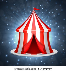 Circus concept. Circus ten on blue glow background. EPS10 vector
