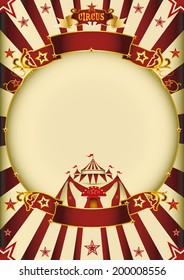 Circus cream entertainment. a circus vintage poster with a circle frame for your advertising.
