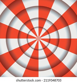 Circus curtains in the form of a circular pattern. Abstract circus illustration. Red and white curtains 