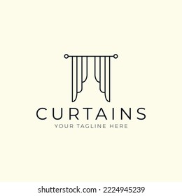 circus curtains line art style logo vector template illustration design