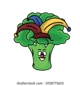 Circus Cute broccoli character vector template design illustration