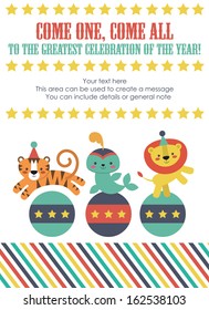 circus cute card design. vector illustration